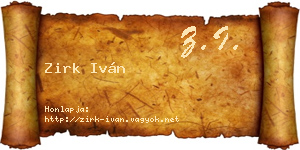Zirk Iván névjegykártya